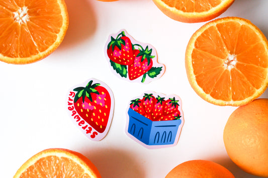 Strawberry Stickers set of three