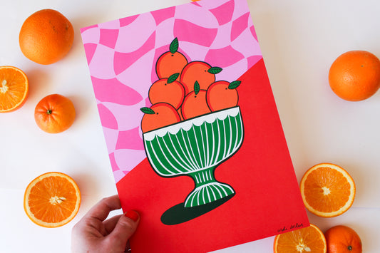 Bowl of Oranges A4 Art Print