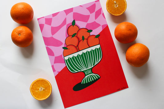 Bowl of Oranges A4 Art Print