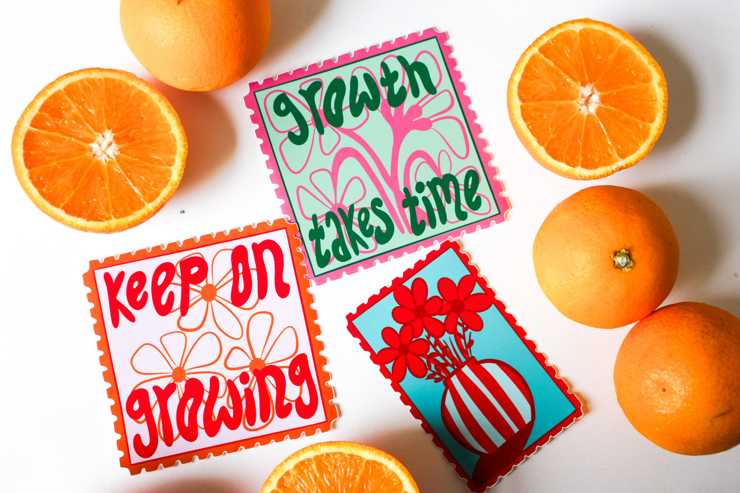 Flower Stamp Stickers set of three